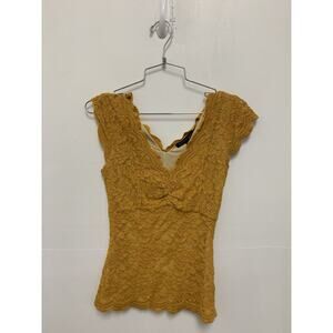 Vintage Y2K Boston Proper Yellow Lace Top Size XXS